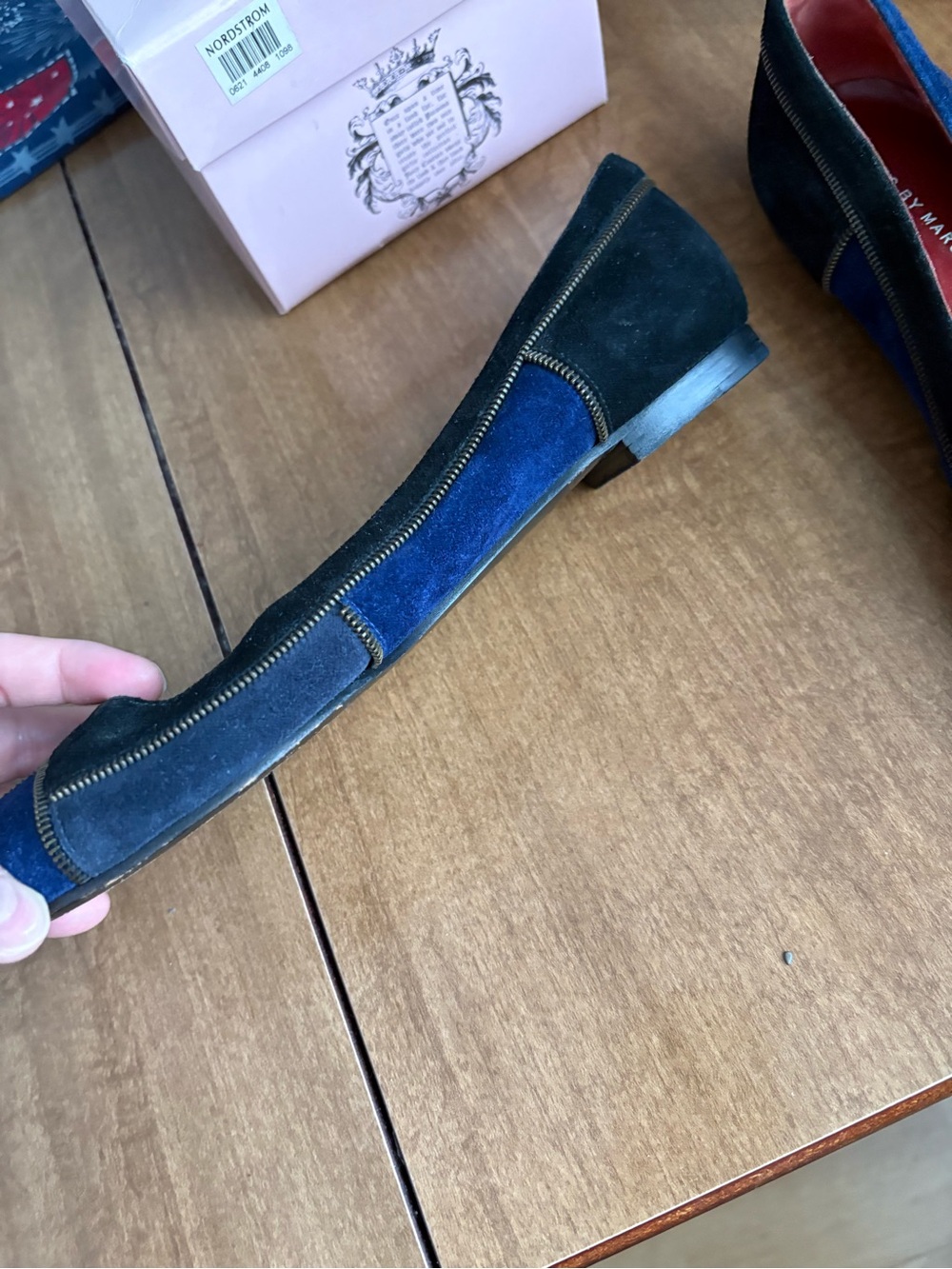 Marc by Marc Jacobs Blue and Black Suede Patchwork Ballet Flats - Picture 4 of 6